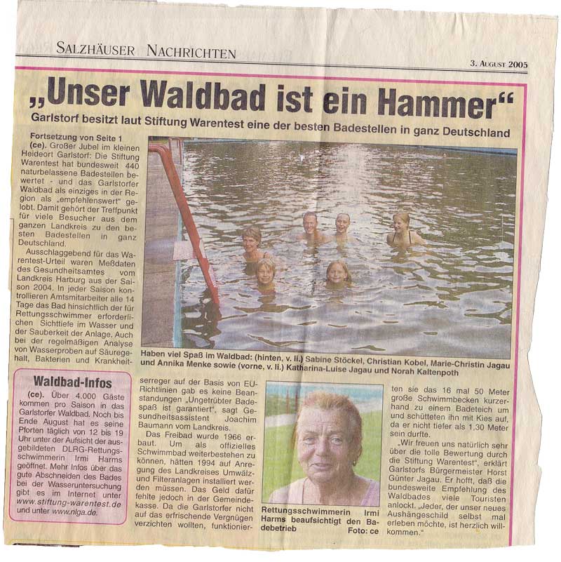 Zeitungsausschnitt 03.08.2005 - Beste Badeanstalt