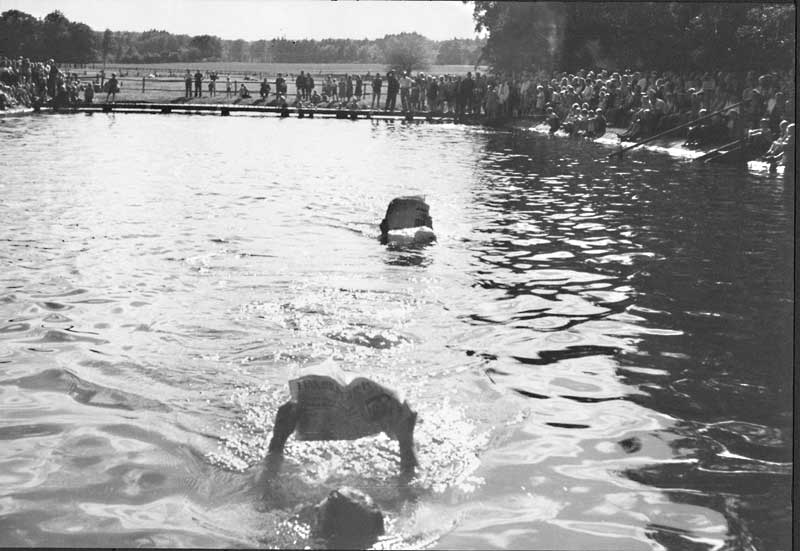 Zeitungslesen-Schwimmener, Garlstorfer Schwimmbad, Foto: Kathrin Schröder